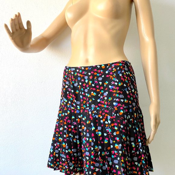 Pleated Mini Skirt | Polka Dot Skirt | Colorful Skirt | Low Waist Skirt | Size 4 - Picture 4 of 8